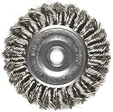 Weiler Dualife Standard Wire Wheel Brush, Round Hole, Stainless Steel 302, Partial Twist Knotted, 4"