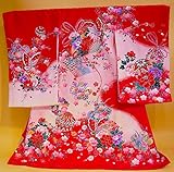 【正絹】 お宮参り着物　（初着・産着）　女児　M３-９ 扇面に蝶々・手毬　新品仕立上り　★もれなく５大特典付！