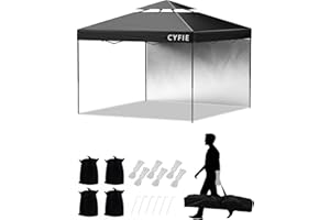 CYFIE タープテント 3mx3m サイドシート 1枚付き 風抜け タープ テント UVカット ワンタッチ 耐水 スチール製 キャンプ ワンタッチテント 遮光 アウトドア用 遮熱 組み立て簡単 イベントテント 運動会 業務用 祭り 屋台