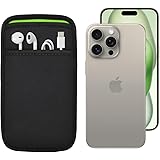 (ポケット付) iPhone 15 Pro MAX・15 Plus・14 Pro Max・14 Plus・13 Pro Max・12 Pro Max (6.7インチ) 用 JustFit. スリーブケース (ブラック/グリーン) 専用設計だからジャス