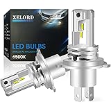 XELORD 車/バイクヘッドライト LED H4 hi/lo 切替 CREEチップ搭載 6500K ホワイト 一体型 H4 LEDバルブ 車検対応 DC9-32V ファンレス 2個セット