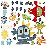 DesignByMaya Monsters Wall Decals - Play Room or Nursery art decor Boo Grrrr green blue yellow red o