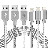 DANTENG ライトニング ケーブル 【3本セット 1M/2M/3M】 Lightning ケーブル USB 充電 ナイロン編み 高耐久 小型ヘッド設計 急速充電 iPhone X/iPhone 8/8 Plus /iPhone 7/7 Plus /6s/6s Plus/6/6 Plus/5/5C/SE/iPad/iPod - グレー