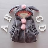 うさぎ　コート　秋冬　もこもこ　フリース　ベビー　女の子 (70cm, グレー) [並行輸入品]