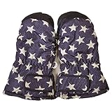 2016年 冬物 防寒 すべり止め付き 総柄 スノー手袋 ミトン グローブ ネイビー◇3-4才