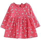Plus Nao(プラスナオ) 女の子 ガール ワンピース おしゃれ かわいい 長袖 レディース 子供 ナチュラル ピンク 白 花柄 星 リボン 90 100 11 100 ローズ×フラワー