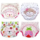 3層と少年少女の幼児の子供のための4枚の赤ちゃんのトイレトイレトレーニングパンツ(L/90, 女の子)