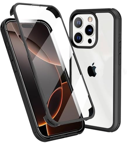 Amazon.co.jp: MQman iPhone16 Pro Max ケース 両面透明 前面ガラス+