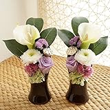 【ベルシック】 プリザーブドフラワー 静花　一対セット（2鉢入）　枯れないお花　お供え・お悔み・仏花　　　＜即日出荷＞＜送料無料（一部地域を除き）＞ (パープル)