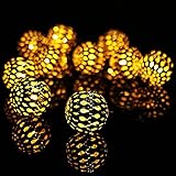 LEAZEAL イルミネーションライト 10LED モロッコ風 ボール ストリングライト ソーラー充電式 光センサー内蔵 自動点灯 2発光モード 防水防雨 クリスマス 飾り