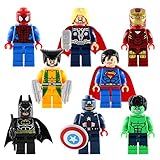 新しい8pcsクラシックスーパーヒーロースパイダーマンスーパーマンバットマンThor Captain America Hulk Wolverine X ' masおもちゃ