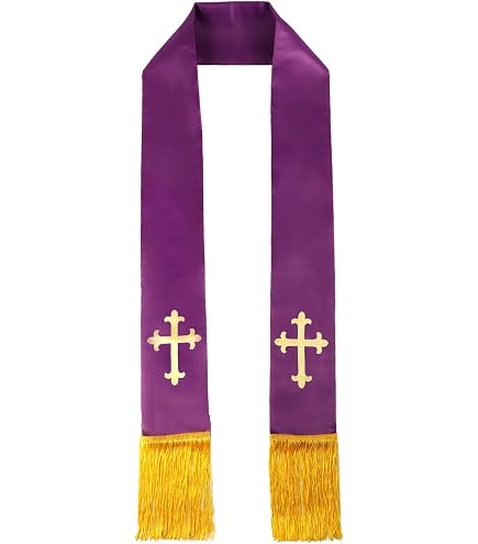 Amazon co jp FAD-4U 司祭用ストラ 刺繍入り 5色 白・赤・紫・緑・ピンク フリンジ付き 牧師 教会 礼拝 ミサ用 典礼 聖職者用ストール ファッション