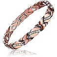 Reaowazo Copper Bracelet for Women Pure Copper Crystal Bracelets Link Chain Charm Christmas Jewelry Gift 3500 Gauss with Adju