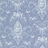 Beacon House 302-66816 Flourish Cameo Fleur Wallpaper, Blue [並行輸入品]