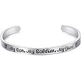 LParkin Men's My Son My Soldier My Hero Cuff Bracelet Army Mom Navy Mom Air Force Mom Military Jewelry