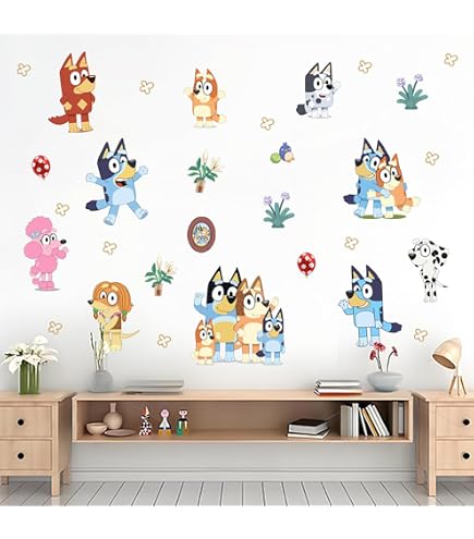 Sticker Mural 3D Bluey Pour Chambre Enfant - Déco Amovible Sans Résidu - PVC Haute Qualité