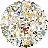 猫ステッカー 50枚入り かわいいねこステッカーセット 水墨猫 防水デカール キャット 可愛い おしゃれ アニメ 漫画 DIY 子供 学生 スーツケース 車 バイク ヘルメット スケボー ギターなどに適用