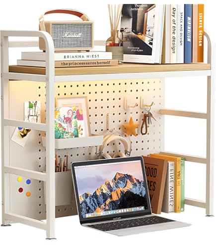 Amazon.co.jp: AOVOCO 机上ラック 本棚 有孔ボード デスクシェルフ