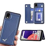 【Suumii】 手帳型 Galaxy A22 5G docomo SC-56B用 背面 手帳 カードケース ランヤード付 背面カバー (ブラック)サムスン galaxyA225g SC56B5g A225G スマホケース サイドマグネット カード収納 横置き機能 PUレザー 財布型 携帯カバー ギャラクシー エートゥエンティーツー ファイブジー Galaxy A22 5G黒