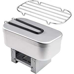 Huiyue メスティン3点セッ網付き アルミ製飯盒専用メスティン アルミ製飯ごう ポータブル飯盒 折りたたみストーブ 固形燃料 調理器具 軽量 コンパクト 炊く·蒸す·燻す 縁は二重研磨して 安全 食器