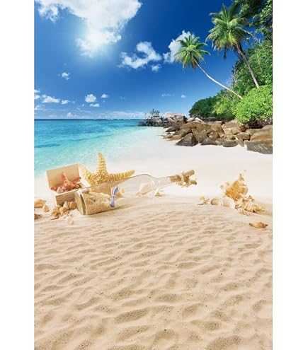 Amazon | Qinunipoto 背景布 夏の背景 青空と海 トロピカル 熱帯 1.2x1