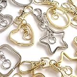 Craft Tamago 【10個】キーホルダーパーツ 可愛いモチーフ キーホルダー 金具 全8種 ゴールド シルバー 【ハート(ゴールド)】