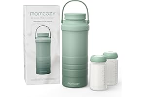 Momcozy 650ml Portable Breast Milk Cooler for Outdoor, Life Saver with 360° Total Cooling for 24 Hours, Larger Capacity Travel Breastmilk Chiller with 2pcs Baby Bottles for Breastmilk Storage, Green