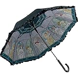 傘 名画フリルジャンプ傘～晴雨兼用～（ミュシャ「時の流れ」） 日傘 雨傘 おしゃれ