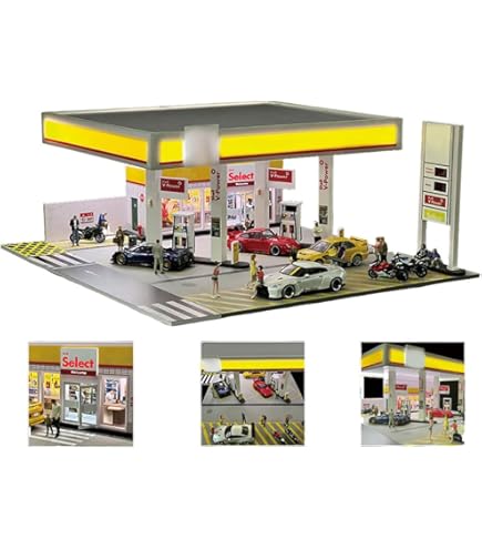 Amazon.co.jp: 1/64スケール 日本のガソリンスタンド ジオラマモデル