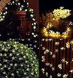 7メートル50灯の桃の花ソーラーライトストリング暖かい白 防水 室内外 結婚式 庭対応 ledストリングライト