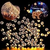 Blusow Solar String Lights 100LED Outdoor Fairy Lights, 55ft8 Feature Courtyard, Garden, Fence, Stai