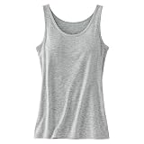 [ＫａｒｌｙＳｈｏｐ　ｉｍｐｏｒｔ] カップ付きインナー ブラトップ タンクトップ キャミ レーヨン さらさら ブラ内蔵 大きいサイズ ストレッチ rr4 L タンクトップ：gray