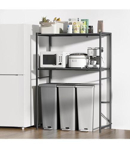 Amazon.co.jp: ゴミ箱上ラック レンジ台 ホワイト 白 幅58.6 高さ90.9