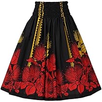 【美品 フラダンス衣装】ブラック エムエムジェイ パウスカート 黒 赤 レフア柄 000000002981_rFY90cy.jpg