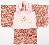 赤ちゃん着物　女の子誕生祝い着　1歳から2歳用　被布着物　初節句、セレモニー、宮参り　ベビー和装着ギフト箱入り (桃色被布赤着物)