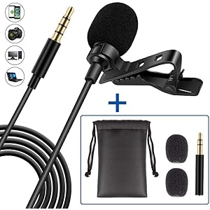 コンデンサーマイク クリップマイク ピンマイク 高音質 クリップ付きミニスマホマイク iPhone/iPad/Androidなど機器 PCにも対応 3.5mmプラグ 1.5mケーブル 収納袋付属【1年安心保障付き】