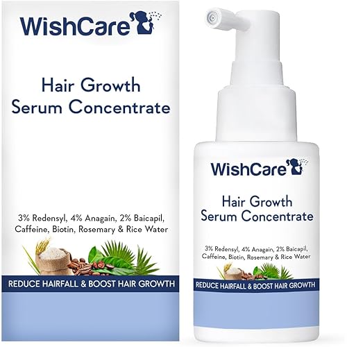 WishCare Hair Growth Serum Concentrate - 3% Redensyl, 4% Anagain, 2% Baicapil, Caffeine, Biotin, Plant Keratin & Rice Water -