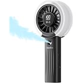 HandFan ハンディファン ミスト付き 携帯扇風機 風量1〜100無段階調整 ミスト付き 冷却スプレー 手持ち扇風機 LED ディスプレイ Type-C 充電 軽量 持ち運び便利 熱中症対策 旅行 通勤通学 夏の暑さ対策グッズ (ブラック)