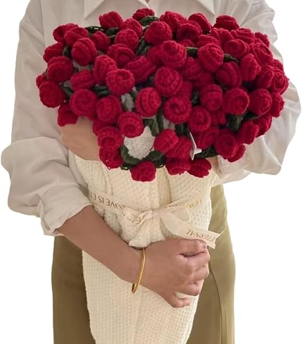 Amazon｜ピンクの花束ブランケット、手作りかぎ針編みの花ブランケット
