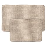 2 PCメモリーフォームバスマットセットby Lavish Home – Woven Jacquard Fleece – ブルー Twin XL オフホワイト 67-0032-T