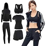 Amazon シーヤ ｓｅｅｙａ スポーツウェア レディース ランニングウェア トレーニングウェア ヨガウェア 上下 5点セット ジム フィットネス 258 ジャージ上下セット 通販