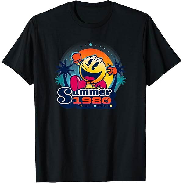Amazon.co.jp: Pacman T-Shirt, Black : Clothing, Shoes & Jewelry