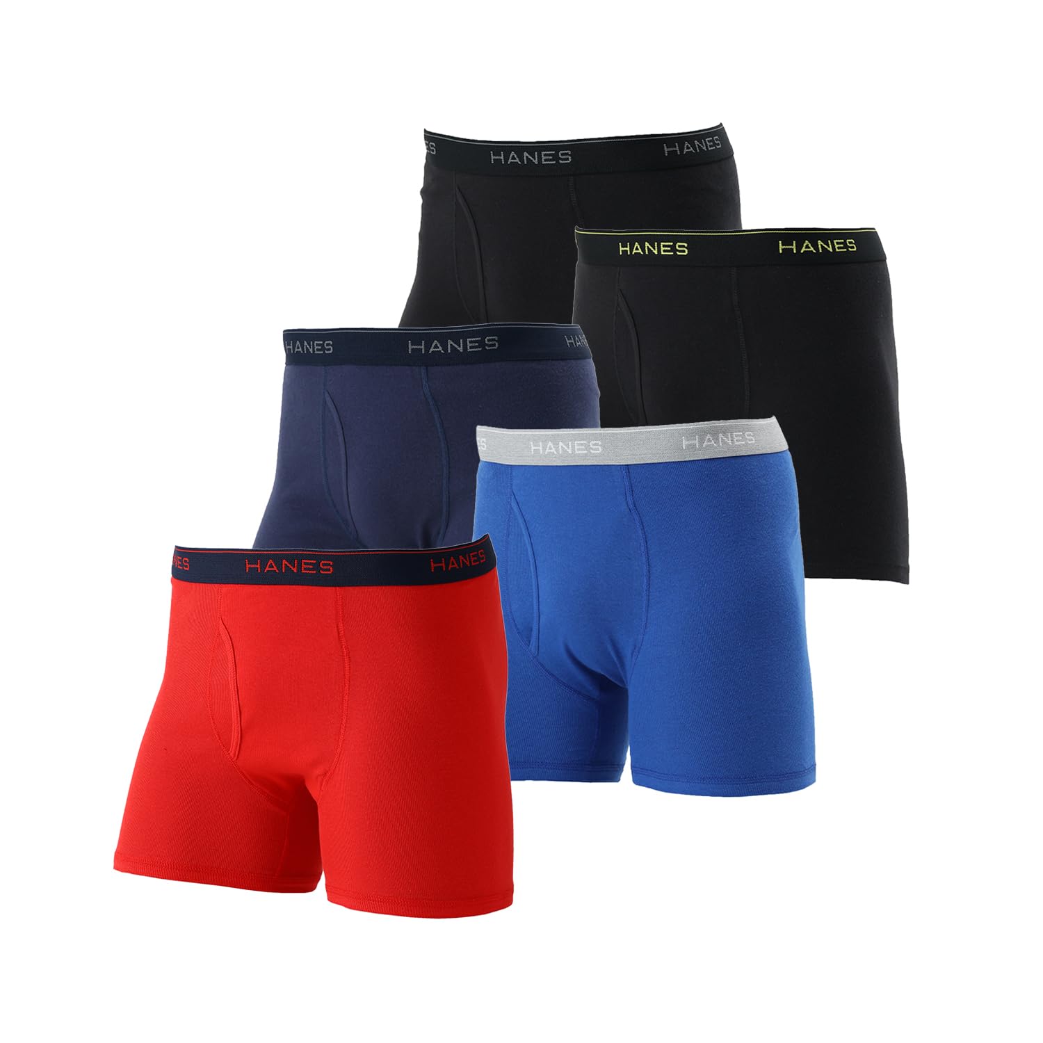 【50%OFF】【1,275円（定期便1,148円）】 Hanes 綿100% 抗菌防臭 前開き ボクサーパンツ 5枚組