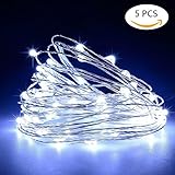 BULARY イルミネーションライト led イルミネーション 電池式 クリスマス飾り 飾りライト 10m 100LED 5個同梱 ストリングライト フェアリーライト 点滅ライト 銅線 ワイヤーライト