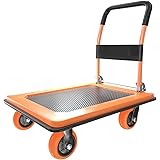 プラットフォームトラック ヘビーデューティーカート 1100ポンド ハンドトラック プッシュカートドリー 5インチ 360度回転ホイール付き 積み込みと保管用 36x24インチ