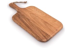 Samhita Acacia Wood Cutting Board, for Meat, Cheese, Bread, Vegetables & Fruits, with Grip Handle (15" x 7")