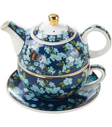 Ceramic Tea Set For Two, 13.6Oz Teapot With Infuser, Stacked