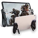 最新6本指 荒野行動 PUBG COD Mobile コントローラー ipad 引き金式 高感度 射撃ボタン トリガー ゲームパット 折り畳みホルダー付き iPad/タブレット対応