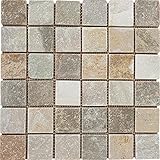 自然石 ユニットストーン システムストーン デザートゴールド 48mm角 【小口出荷】1シート モザイク石材 シート イエロー鉄平石