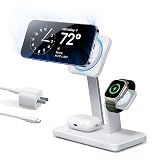ESR 25W 3in1 MagSafe充電器 Apple認定磁気ワイヤレス充電器 CryoBoost冷却ファン付き 充電スタンド iPhone 17e/17/16/15/14/13/12/Apple Watch/AirPods 4/3/AirPods Pro用 高速MagSafe充電ステーション スマホ冷却充電器 ホワイト